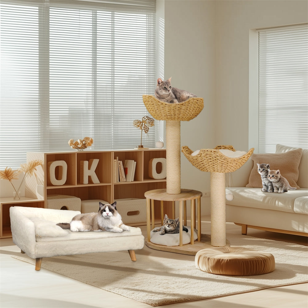 WeaveNest – Luxe Kattenboom met Meerdere Verdiepingen, Krabpalen en Zachte Ligbedden