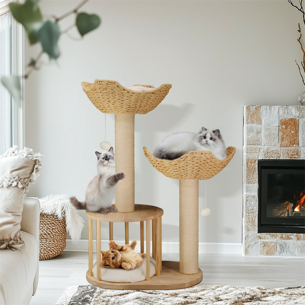 WeaveNest – Luxe Kattenboom met Meerdere Verdiepingen, Krabpalen en Zachte Ligbedden