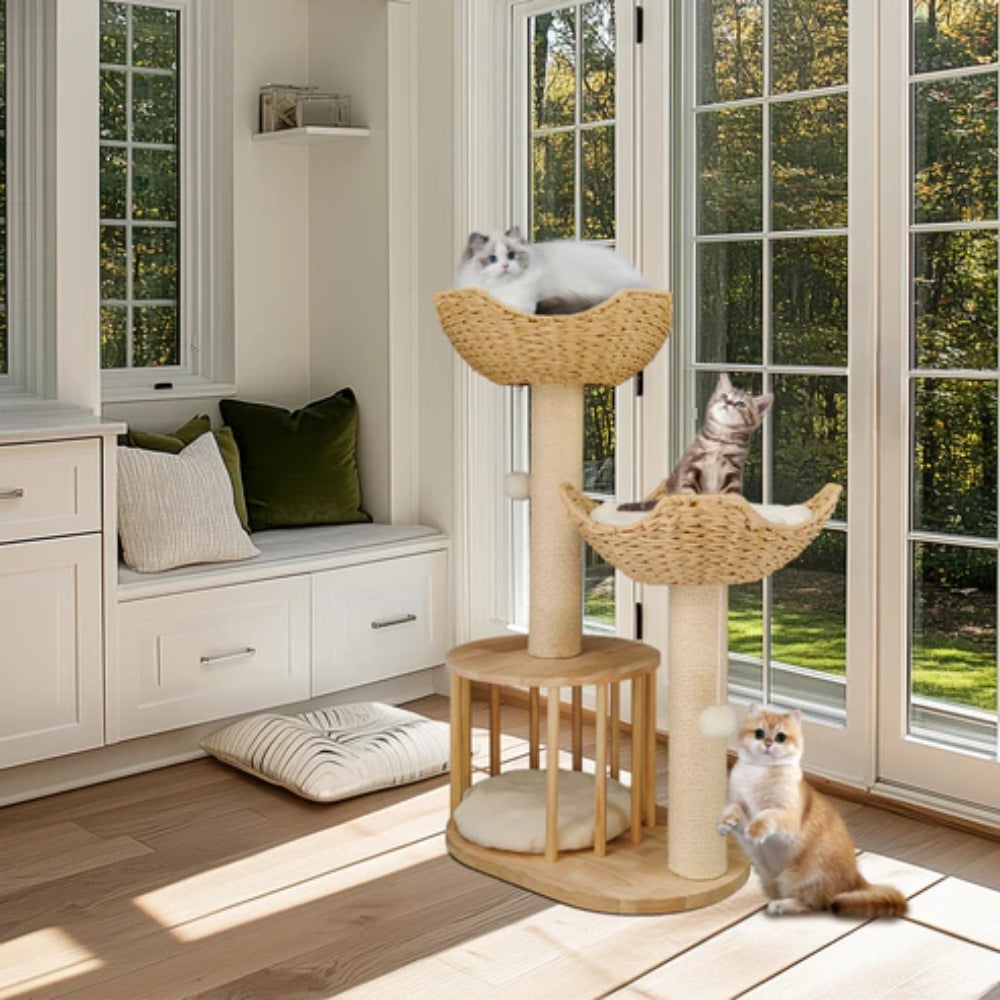WeaveNest – Luxe Kattenboom met Meerdere Verdiepingen, Krabpalen en Zachte Ligbedden
