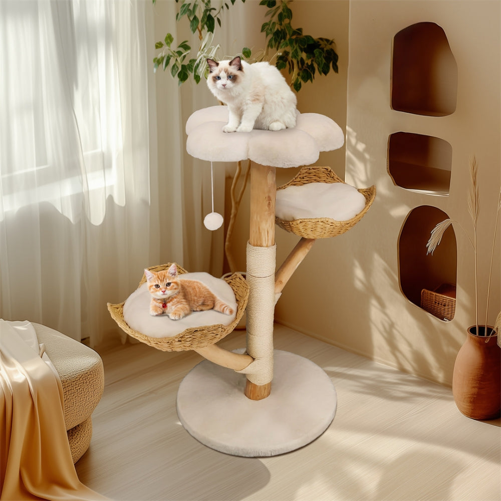 RattanCloud – Natuurlijke Kattenboom met Meerdere Verdiepingen en Zachte Wolkentop