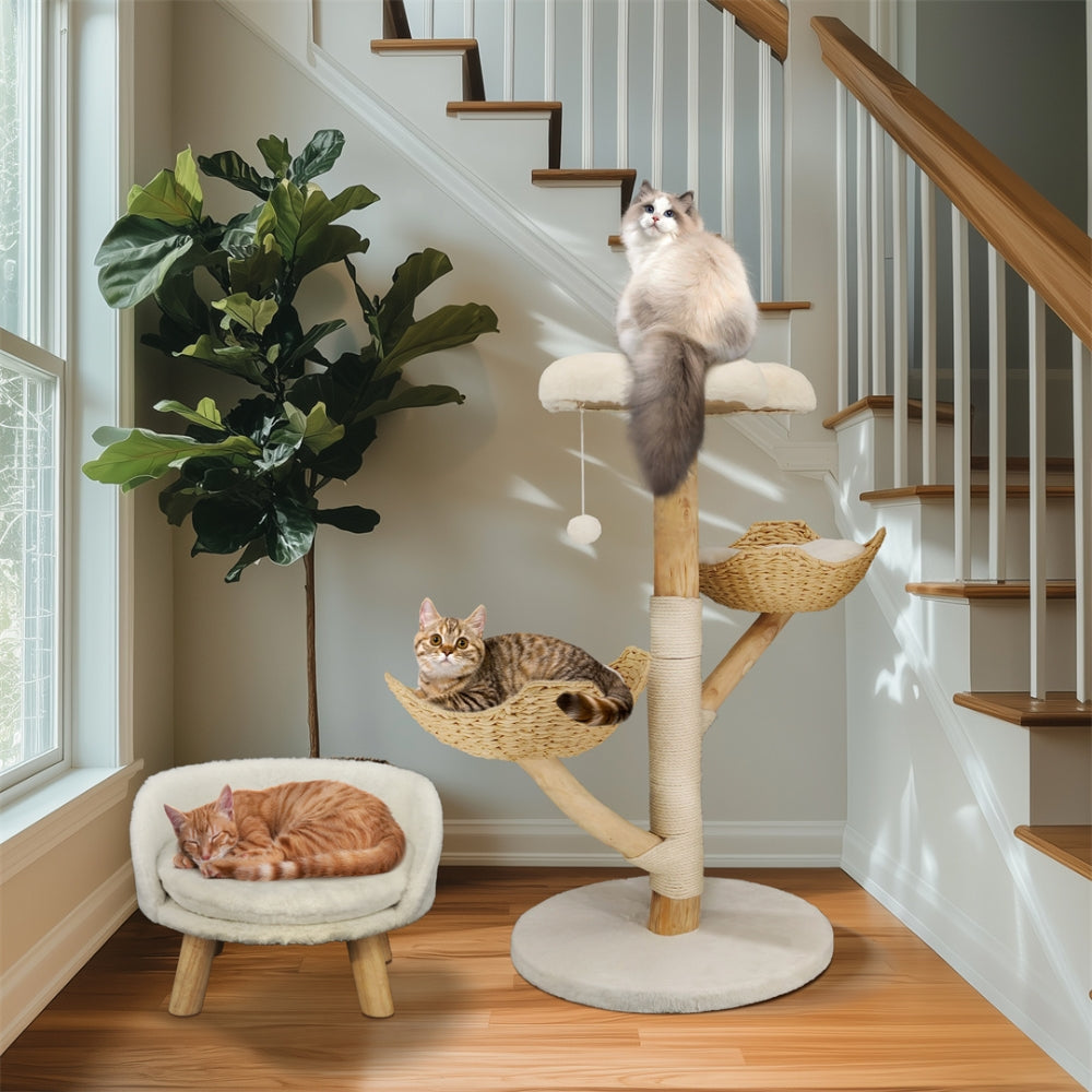 RattanCloud – Natuurlijke Kattenboom met Meerdere Verdiepingen en Zachte Wolkentop